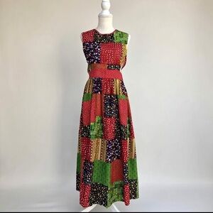 Design House 70’s Patchwork Smock Apron Dress with Pockets